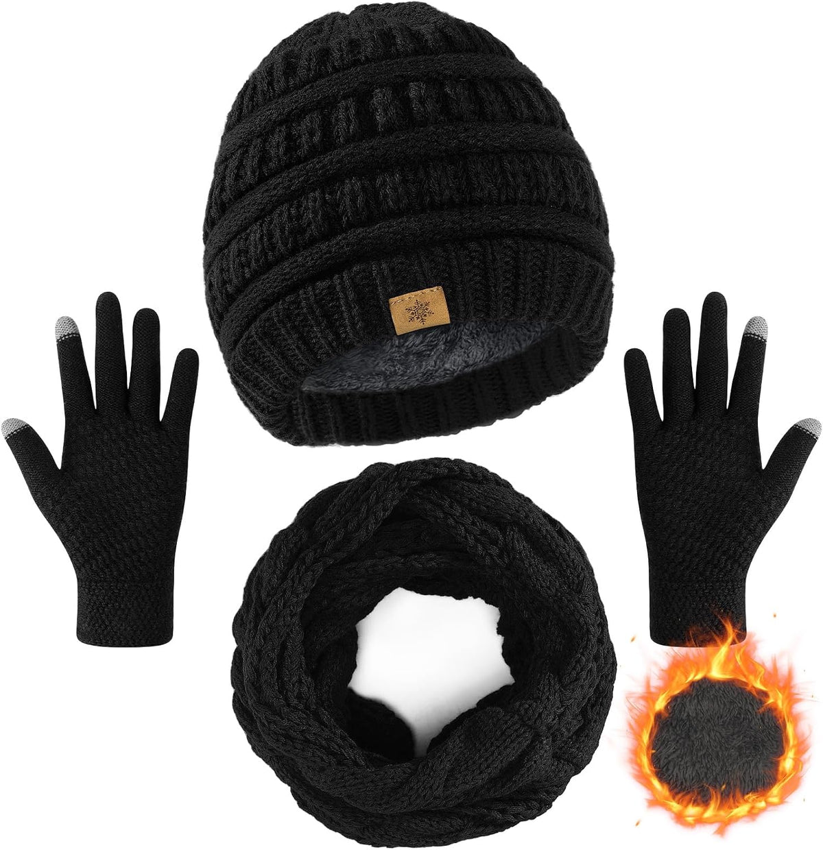 Winter Beanie Hat Scarf Gloves Set, Winter Clothes Set for Women