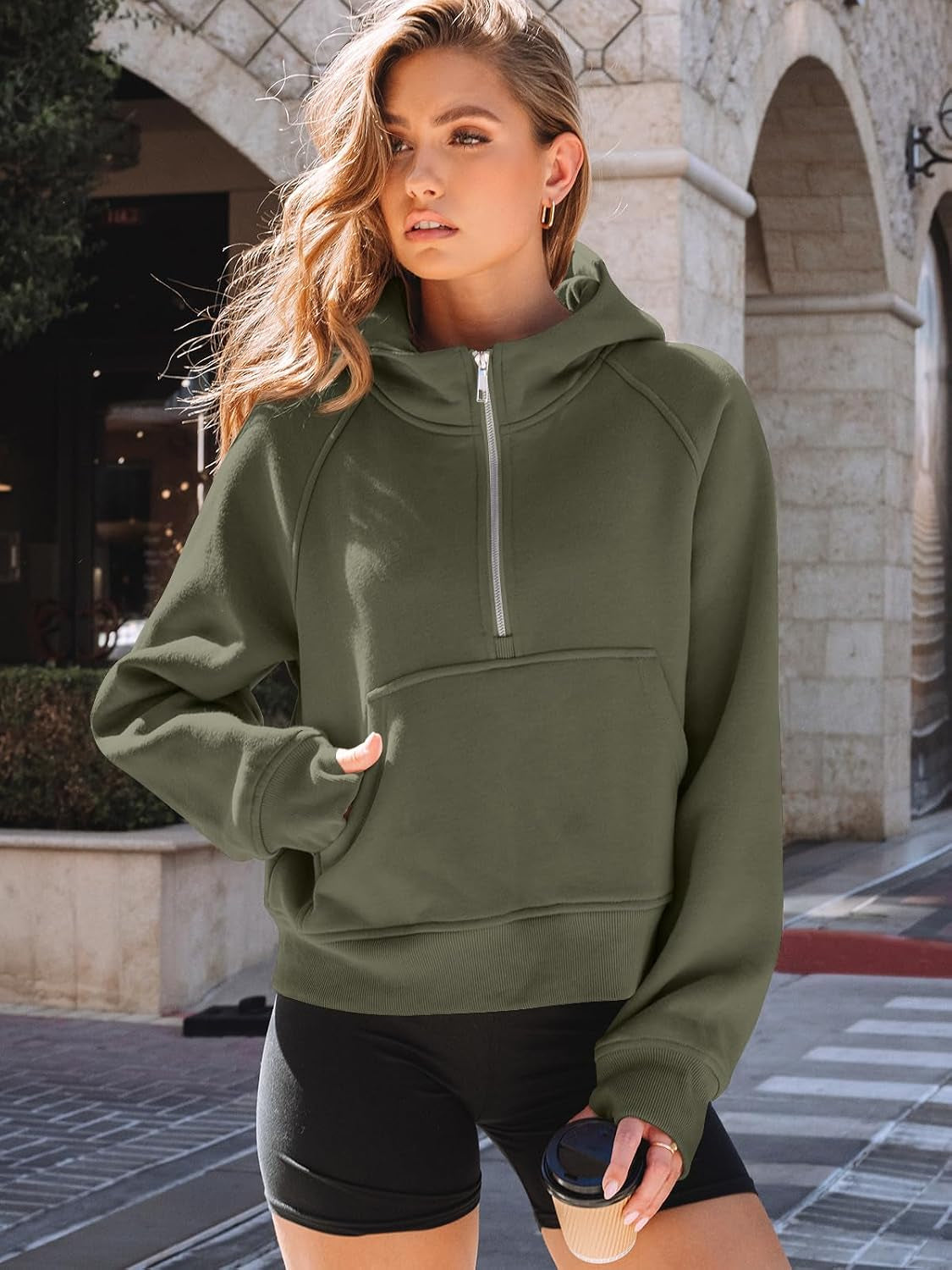 Womens Hoodies Half Zip up Casual Comfort Fall Clothes 2026