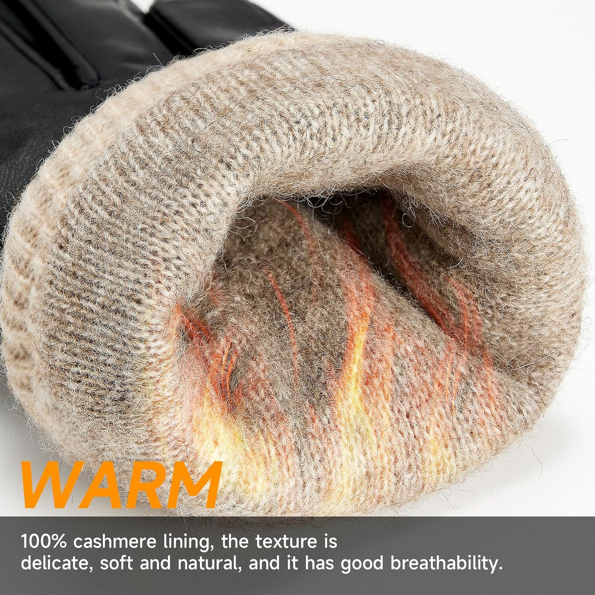 Winter Mens Gloves Genuine Nappa Leather Warm Wool Lining Touchscreen