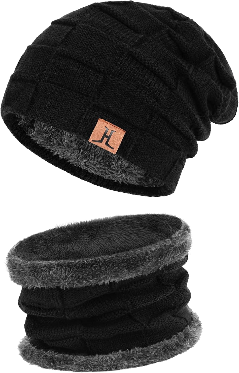 Men'S Winter Beanie Hats Neck Warmer Warm Infinity Scarf