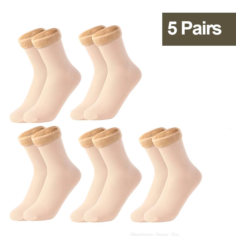 1/2/3/5/10Pairs Thermal Socks Women Winter Warm Thicken Fleece Short Socks Cashmere Wool Socks Snow Velvet Boots Home Floor Wear