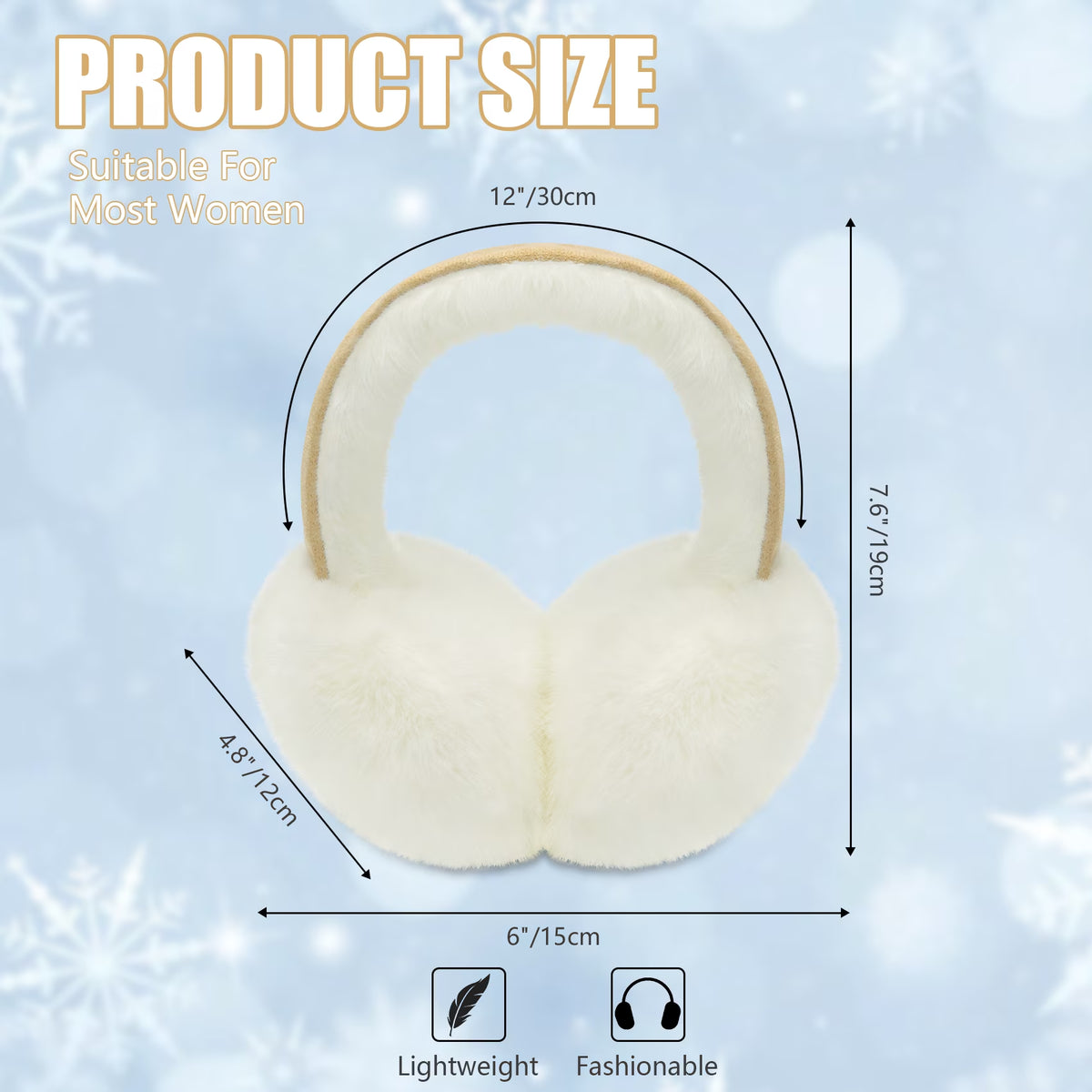 2 Pcs Ear Muffs for Women, Foldable Fluffy Earmuffs with Headband, Multicolor Winter Outdoor Earmuffs