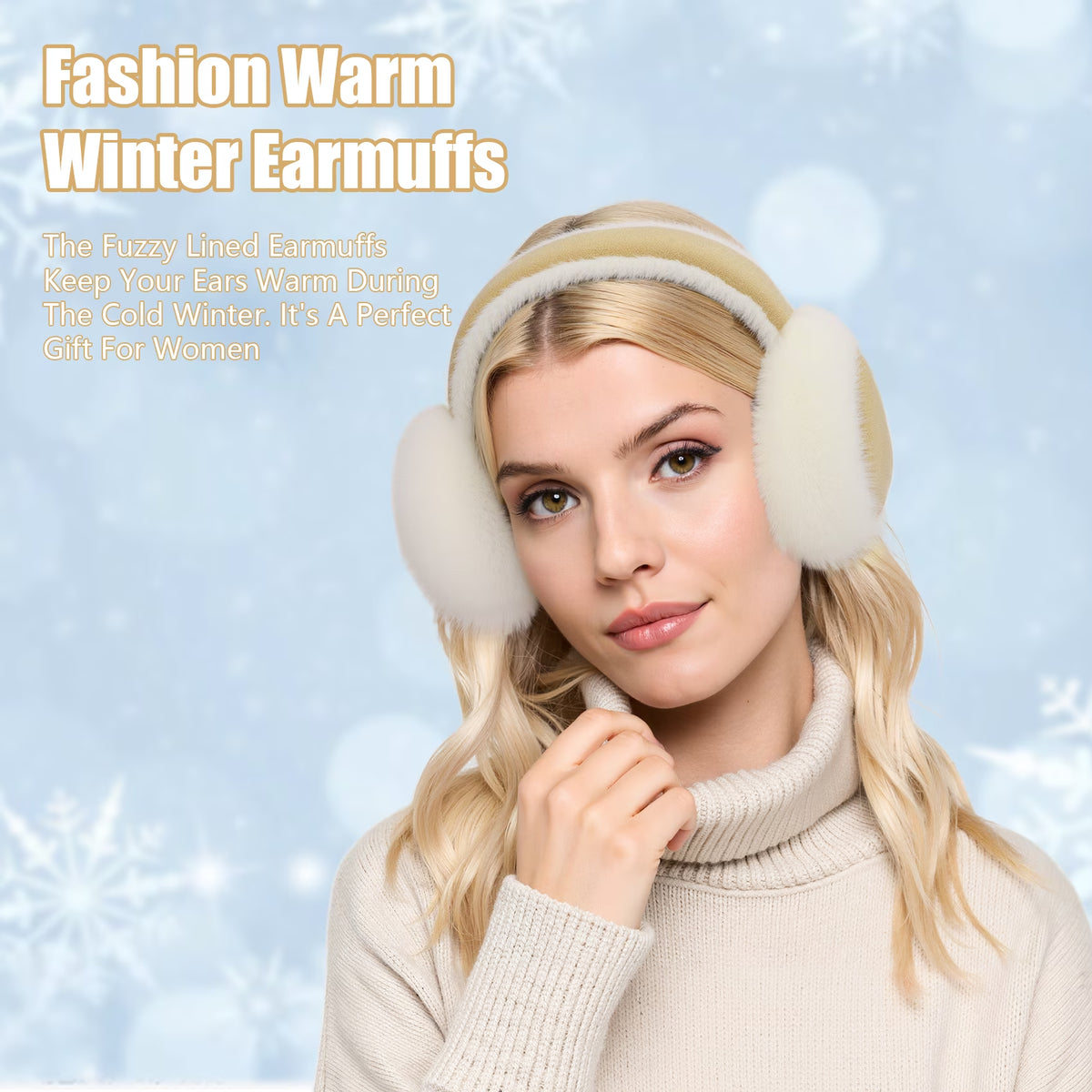 2 Pcs Ear Muffs for Women, Foldable Fluffy Earmuffs with Headband, Multicolor Winter Outdoor Earmuffs