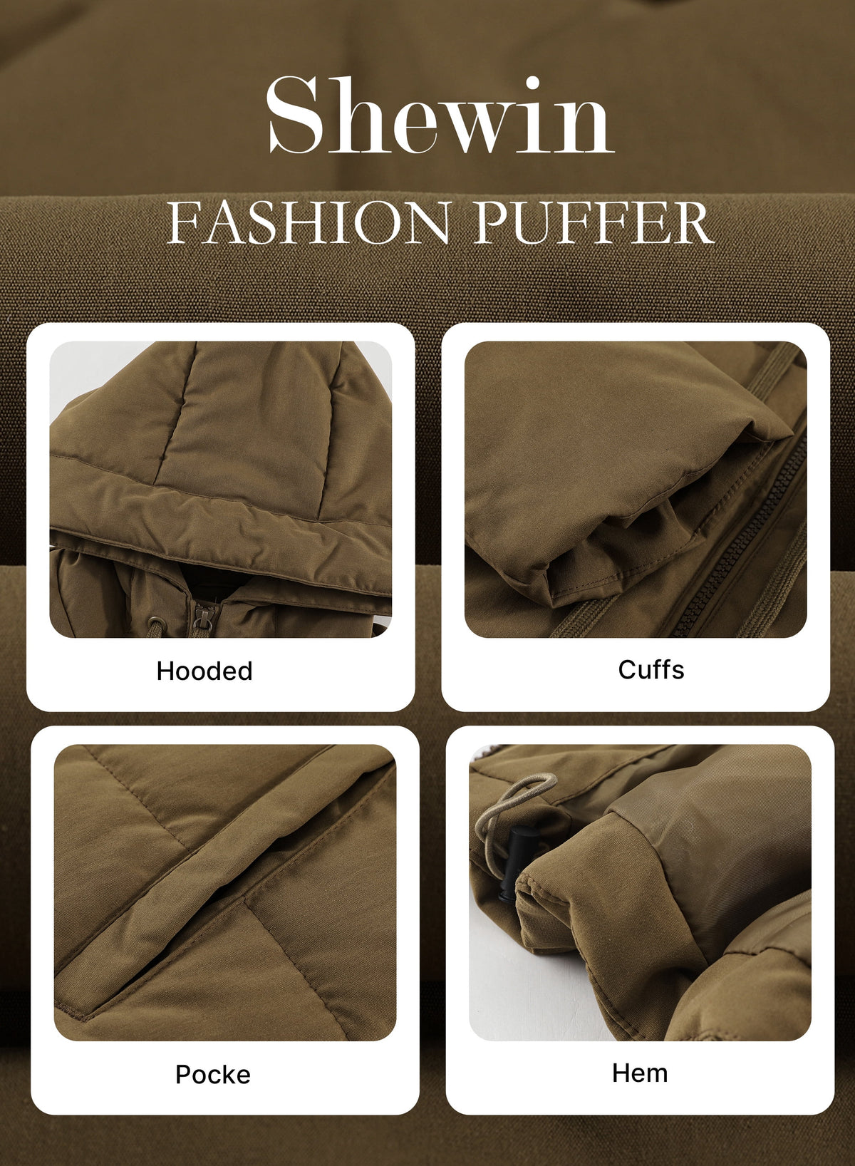 Full Zipper Puffer Jacket for Women Cropped Hooded Puffer Coat Winter Warm with Pockets Petite