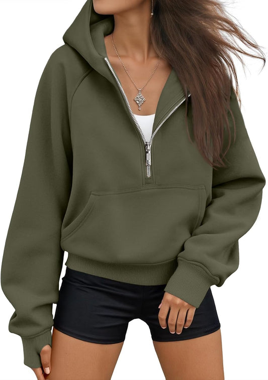 Womens Hoodies Half Zip up Casual Comfort Fall Clothes 2026