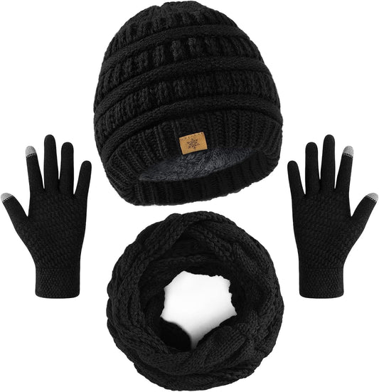 Winter Beanie Hat Scarf Gloves Set, Winter Clothes Set for Women