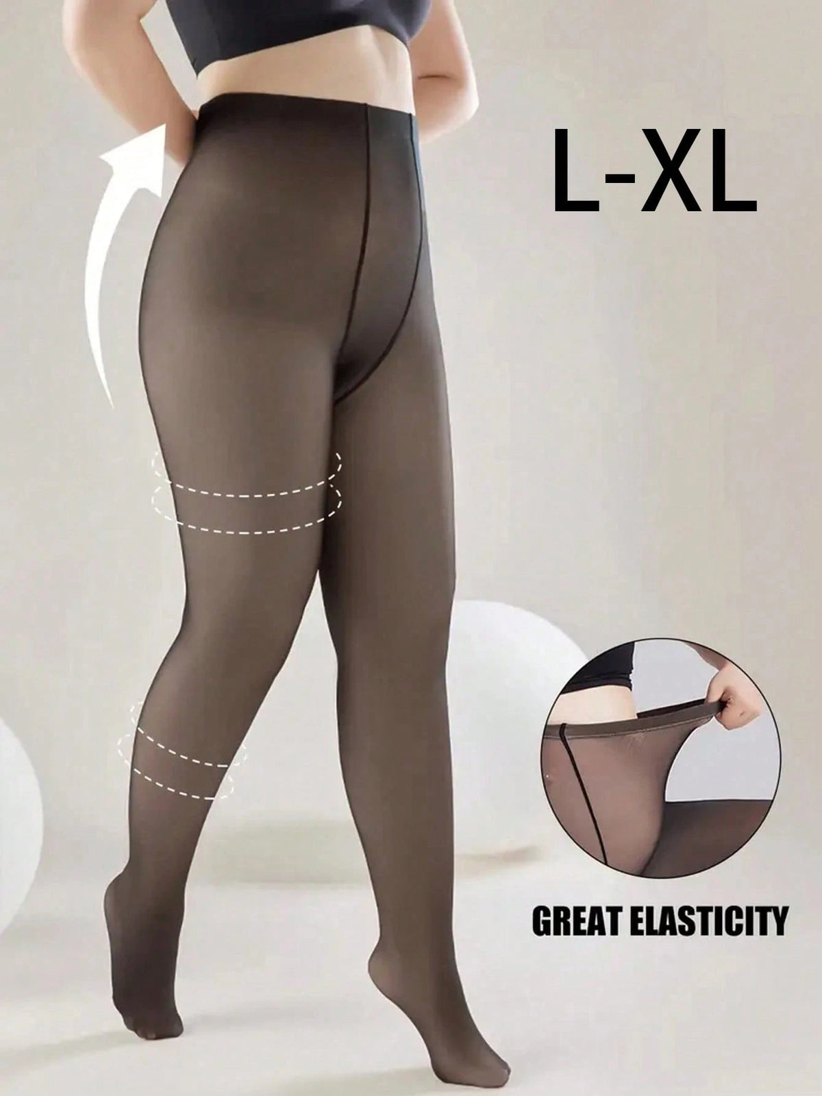 100G Thin Fleece Black Tights for Women, High Waist, Breathable, Slimming, Warm, Leggings, Autumn/Winter