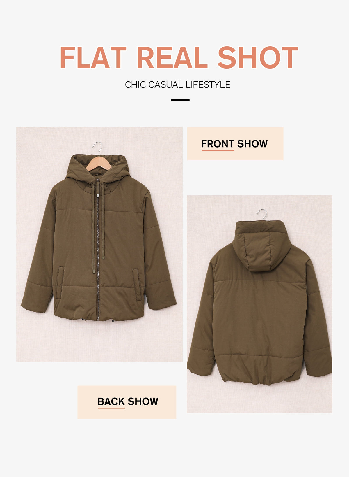 Full Zipper Puffer Jacket for Women Cropped Hooded Puffer Coat Winter Warm with Pockets Petite