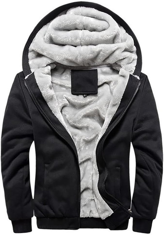 Hoodies for Men Winter Casual Zip up Thick Wool Jacket Heavyweight Coats